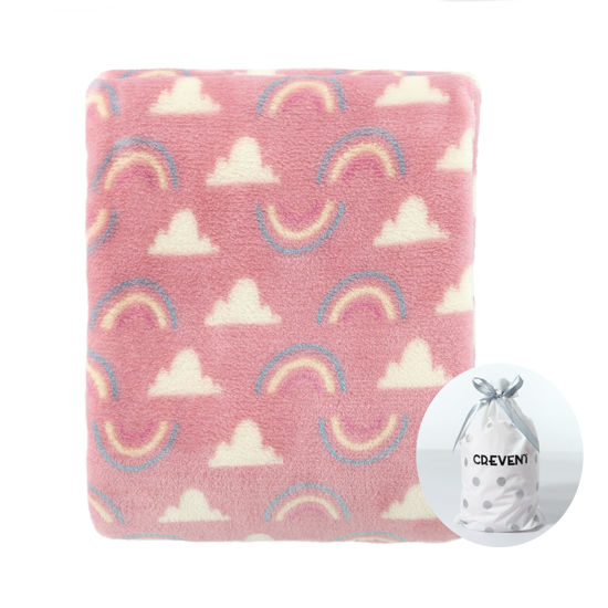 Picture of CREVENT 30''X40'' Cozy Fluffy Warm Fleece Baby Crib Blanket for Unisex Infant Toddler Crib Cot Stroller (Coral Red Rainbow)