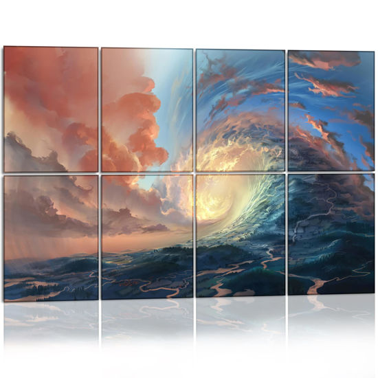 Picture of Bobobier Art Acoustic Panels with Self-Adhesive,48 x 32Inches Acoustic Wall Art,Better Decorative Than Sound Proof Foam Panels,Recording Studio/Home/Office Acoustical Treatment, (fire cloud）