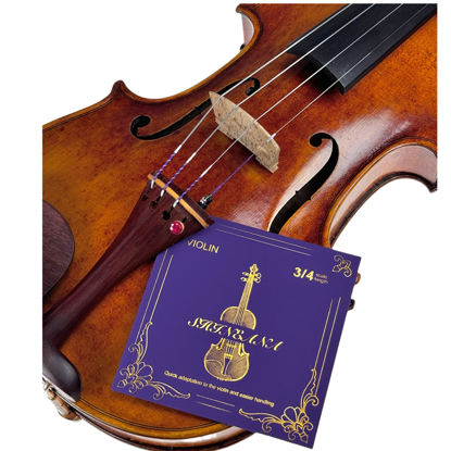 Picture of Violin Strings 4/4 Full Set, 4/4 Violin Strings Replacement,Long-Lasting Durability & Rich Tone - Handcrafted with Premium Materials- For All Levels (3/4 Scale)
