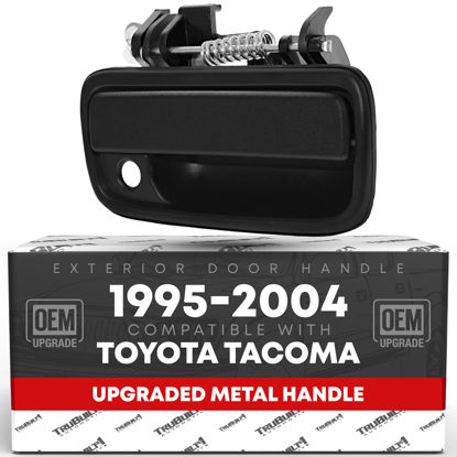 Picture of TRUBUILT1 AUTOMOTIVE Exterior Front Passenger Door Handle Replacement, Upgraded Metal - Compatible with 1995-2004 Toyota Tacoma - Textured Black - OEM 69210-35020, 91318, TO1311117