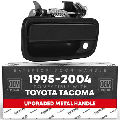 Picture of TRUBUILT1 AUTOMOTIVE Exterior Front Driver Door Handle Replacement, Upgraded Metal - Compatible with 1995-2004 Toyota Tacoma - Textured Black - OEM 69220-35020, 79344, 91319, TO1310117