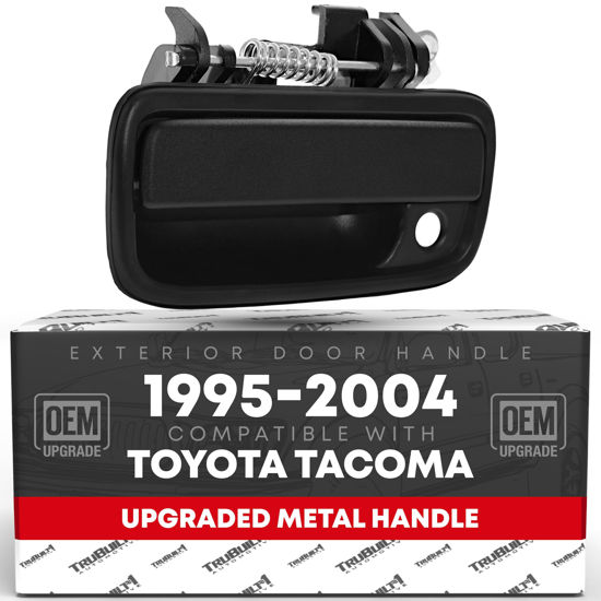 Picture of TRUBUILT1 AUTOMOTIVE Exterior Front Driver Door Handle Replacement, Upgraded Metal - Compatible with 1995-2004 Toyota Tacoma - Textured Black - OEM 69220-35020, 79344, 91319, TO1310117