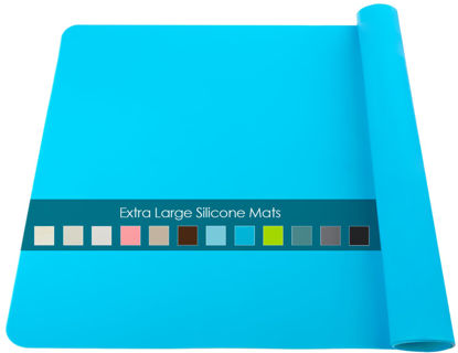 Picture of Extra Large Silicone Craft Mat for Kids, Large Silicone Sheet for Crafts, Kitchen Non-Stick Baking Mat, Heat Resistant Countertop Mat, Waterproof Placemat, Multipurpose Mat, Blue (23.62x15.75 inches)