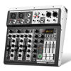 Picture of 4 Channel Audio Interfacer DJ Mixer Sound Board 16-Bit DSP Effect USB Audio Mixer Effects +48V Phantom Bluetooth for Karaoke Studio Streaming Recording,Live Streaming