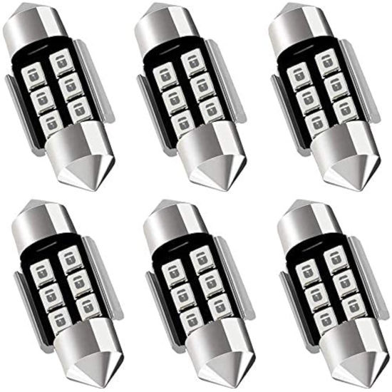 Picture of AUXLIGHT DE3175 DE3021 DE3022 3175 31MM 1.22”Festoon Canbus Error Free LED Interior Light Bulbs Ultra Blue, Super Bright 6SMD Chips for Dome Map Door Courtesy License Plate Lights (Pack of 6)
