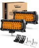 Picture of NAOEVO 7 inch Amber LED Light Bar, 240W 24,000LM Offroad Fog/Driving Lights LED Pods with Spot Flood Combo Beam, Waterproof LED Work Lights for Truck Boat UTV ATV, 2 Pack (Amber)