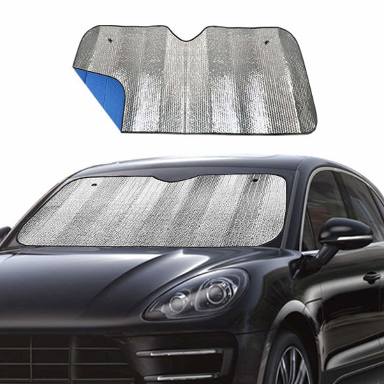 Picture of Windshield Sunshade Car Foldable UV Ray Reflector Auto Front Window Sun Shade Visor Shield Shade,Keeps Vehicle Cool - Blue (55" x 27.5")