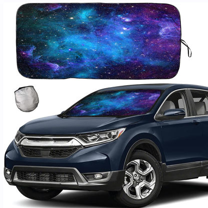 Picture of [2024 Upgrade] TDCQQGQQ Starry Sky Night Car Windshield Sun Shades, Car Sun Shade for Front Window for Car SUV Truck, Protect The Vehicle from High Temperature Damage and Uv Reflection,63 L x 33.5" W