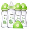 Picture of YOHKOH Natural Glass Baby Bottle with Natural Response Nipple, Newborn Anti-Colic Baby Bottles, Wide Neck Mushroom Cap Baby Bottle, Clear (8.8oz (Pack of 4), Green)