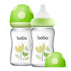 Picture of YOHKOH Natural Glass Baby Bottle with Natural Response Nipple, Newborn Anti-Colic Baby Bottles, Wide Neck Mushroom Cap Baby Bottle, Clear (Green, (5.4oz (Pack of 2))