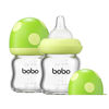 Picture of YOHKOH Natural Glass Baby Bottle with Natural Response Nipple, Newborn Anti-Colic Baby Bottles, Wide Neck Mushroom Cap Baby Bottle, Clear (Green, 3.4oz (Pack of 2))