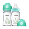 Picture of YOHKOH Natural Glass Baby Bottle with Natural Response Nipple, Newborn Anti-Colic Baby Bottles, Wide Neck Mushroom Cap Baby Bottle, Clear ((5.4oz (Pack of 2), Blue)