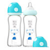 Picture of YOHKOH Natural Glass Baby Bottle with Natural Response Nipple, Newborn Anti-Colic Baby Bottles, Wide Neck Mushroom Cap Baby Bottle, Clear (8.8ounce (Pack of 2), Blue1)