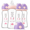 Picture of YOHKOH Natural Glass Baby Bottle with Natural Response Nipple, Newborn Anti-Colic Baby Bottles, Wide Neck Mushroom Cap Baby Bottle, Clear ((8.8oz (Pack of 4), Purple)