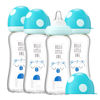 Picture of YOHKOH Natural Glass Baby Bottle with Natural Response Nipple, Newborn Anti-Colic Baby Bottles, Wide Neck Mushroom Cap Baby Bottle, Clear (8.8ounce (Pack of 4), Blue1)