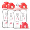 Picture of YOHKOH Natural Glass Baby Bottle with Natural Response Nipple, Newborn Anti-Colic Baby Bottles, Wide Neck Mushroom Cap Baby Bottle, Clear (8.8ounce (Pack of 4), Red1)