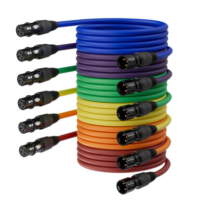 Picture of AuxLink XLR Cables 15ft 6 Pack, Microphone Cable Male to Female, XLR Speaker Cable 6 Color Gold-Plated 3-Pins for Microphone, Mixer, Recording Studio- 15 Feet, 6 Pack