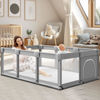 Picture of XVISHX Baby Playpen with Gate, 74''x50'' Large Playpen for Babies and Toddlers, Indoor Active Center, Baby Playard Play Pen Fence with Soft Breathable Mesh Grey, 74×50 in