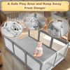 Picture of XVISHX Baby Playpen with Gate, 74''x50'' Large Playpen for Babies and Toddlers, Indoor Active Center, Baby Playard Play Pen Fence with Soft Breathable Mesh Grey, 74×50 in