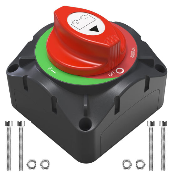 Picture of High Current Battery Disconnect Switch ，12-48V Battery Shut Off Switch High Current for Car Marine Boat RV Vehicles，Automotive Replacement Battery Cut Off Switch (On/Off)