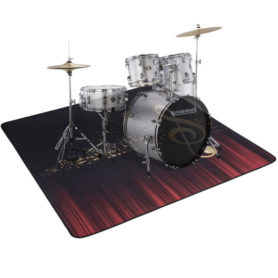 Picture of 5.3Ft x 6.6Ft Drum Mat Drum Carpet Tightly Woven Fabric with Non-Slip Grip Bottom Drum Rug for Bedroom, Studio, Apartment, Soundproof, Roll of 35 Square Feet