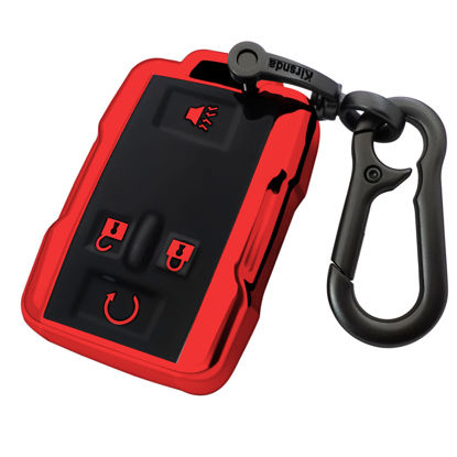 Picture of Kirsnda for Chevrolet key fob cover case with keychain,Soft TPU key Shell/skin,4-Buttons fit GMC chevy Colorado Silverado Suburban Tahoe Silverado Remote Key Vehicle Accessories(Red)