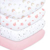 Picture of Plushii Crib Sheets for Baby Girls 4 Pack, 28"x 52" Extra Soft Microfiber Crib Sheet Set for Standard Crib & Toddler Mattress Pad, Rainbow & Elephant & Stars & Pink