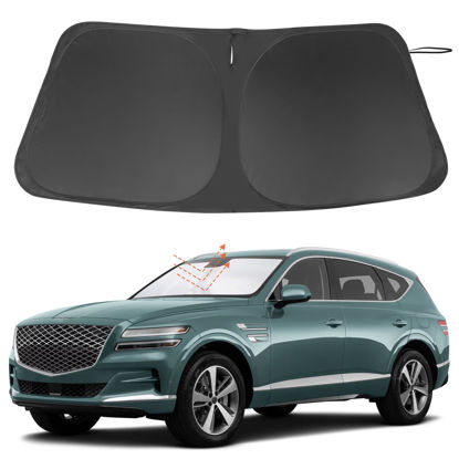 Picture of Windshield Sun Shade Custom Fit for 2021 2022 2023 2024 2025 Genesis GV80 Accessories Foldable Sunshade Sun Blocker Protect Car from Sun Rays & Heat Damage Keep Car Cooler