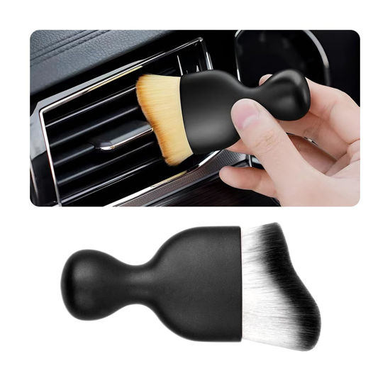 Picture of Blilo Car Interior Detailing Brush, Auto Soft Hair Cleaning Brushes, Scratch Free Curved Dirt Dust Collectors, Removal Tool for Vehicle Dashboard Air Conditioner Vents Leather (White/Black/1PCS)