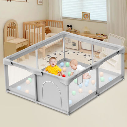Picture of Besuhot Baby Playpen for Toddler, Large Playpen for Babies 50" × 50" Baby Fence Playards, Kids Safety Play Pen Area for Indoor & Outdoor (Grey)