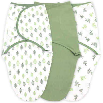 Picture of Bublo Baby Swaddles for Newborns Girl - 3 Pack Organic Baby Swaddles for 0-3 Months - Baby Swaddle Sleep Sack - Infant Sleeping Swaddle Sack - Baby Swaddle Blanket Wrap, Green Leaf