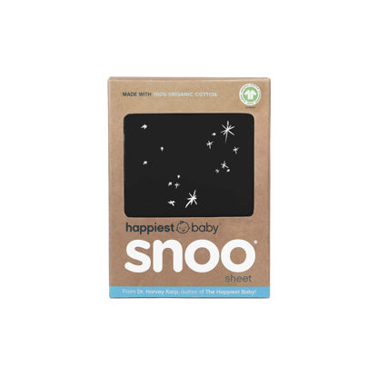 Picture of Happiest Baby SNOO Bassinet Fitted Sheet - 100% Organic Cotton Nursery Bedding - Fits SNOO Sleeper Crib Mattress (Black Galaxy)