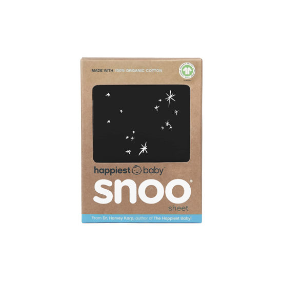 Picture of Happiest Baby SNOO Bassinet Fitted Sheet - 100% Organic Cotton Nursery Bedding - Fits SNOO Sleeper Crib Mattress (Black Galaxy)