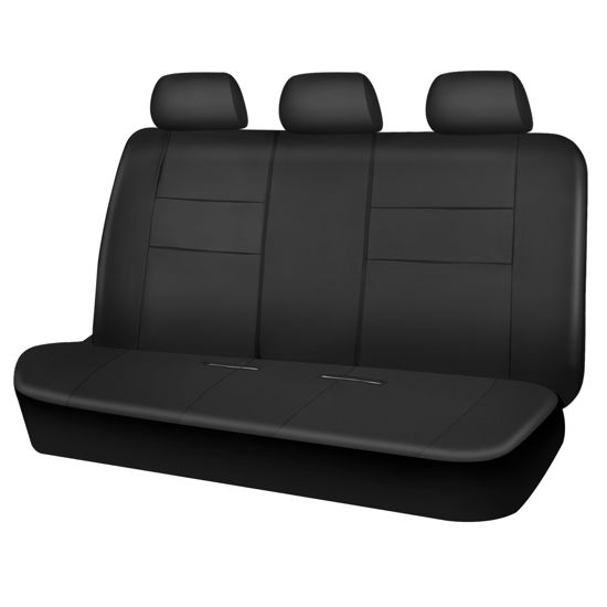 Picture of CAR PASS Leather Back Seat Cover, Universal Waterproof Bench Rear Seat Cover Zipper Split Rear Bench Protector Fit 95% Automotive Interior Covers for Cars Sedans SUVs (Rear,All Black)