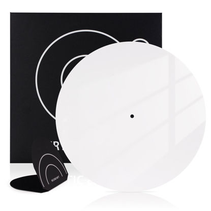 Picture of Rockhouse White Acrylic Slip Mat Vinyl with Record Mitt, Turntable Platter Record Player Mat DJ Slipmats for 12'' Vinyl Turntable Antistatic, Reduce Noise