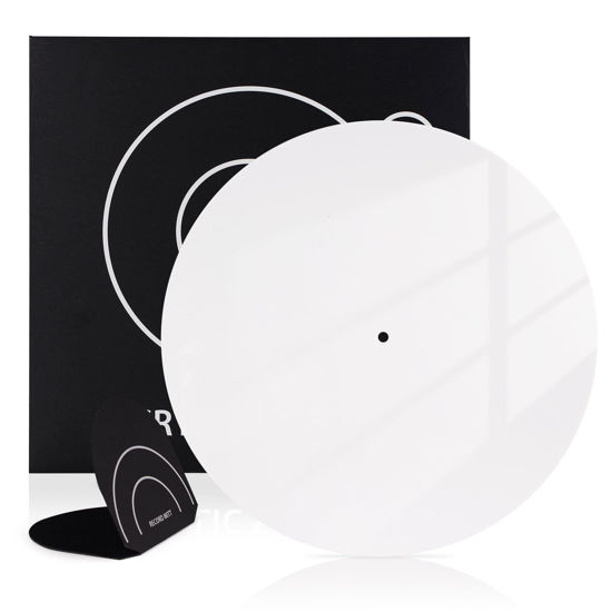 Picture of Rockhouse White Acrylic Slip Mat Vinyl with Record Mitt, Turntable Platter Record Player Mat DJ Slipmats for 12'' Vinyl Turntable Antistatic, Reduce Noise