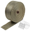 Picture of Titanium Exhaust Heat Tape Wrap, 2”x 50 Ft, Motorcycle Fiberglass Heat Shield Tape With Stainless Ties