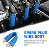 Picture of SHINEHOME Spark Plug Header Boots 2500° Spark Plug Heat Shield Sleeve Wire Cover Wrap for Sbc Bbc 350 454 Ls1/Ls2 8PCS Spark Plug Boots (Blue)