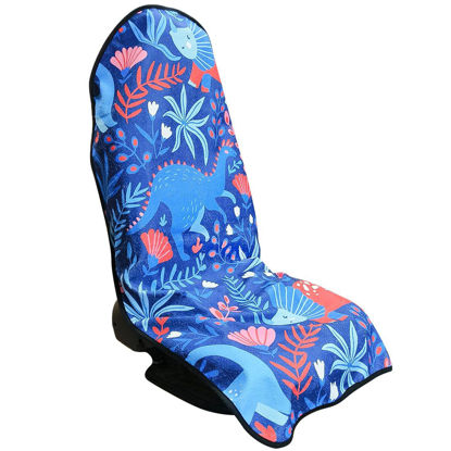 Picture of DECKALY Waterproof Sweating Car Seat Cover for Post Gym Workout, Running, Swimming, Beach and Hiking, Universal Fit Non-Slip Bucket Seat Protector for Cars SUV Trucks, Machine Washable (Dinosaur)