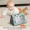 Picture of Soft Tummy Time Book w/ Large Stimulating Baby Safe Mirror - Fun High Contrast Montessori Toy w/ Mirror, Crinkle Filling & Silicone Teether - The Perfect Toy For Safe Early Newborn/Infant Development