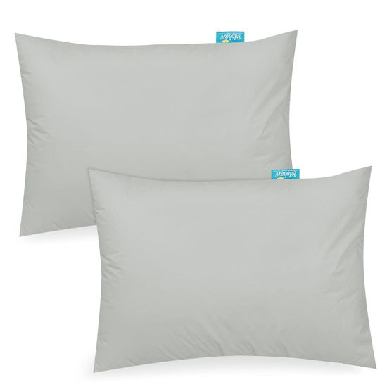 Picture of Biloban Organic Cotton Toddler Pillowcase 2 Pack, (Pillowcase Only) Kids Pillowcase for Sleeping Fit Pillow Sized 13"x 18" or 14"x19", Envelope Travel Pillowcase for Girl Boy, Gray