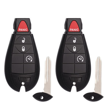Picture of Key Fob Fobik Replacement Fits for Dodge Ram 1500 2013 2014 2015 2016 2017 2018 2019 2020 2021 2500 3500 4500 5500 2013-2018 Pickup Truck Keyless Entry Remote Start Control GQ4-53T 4B Set of 2
