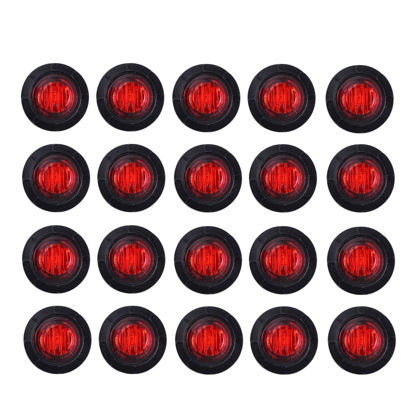 Picture of TMH (Pack of 20 3/4 Inch Mount RED LED Clearance Bullet Marker lights, Side LED marker lights for trailer Truck RV Car Bus Van