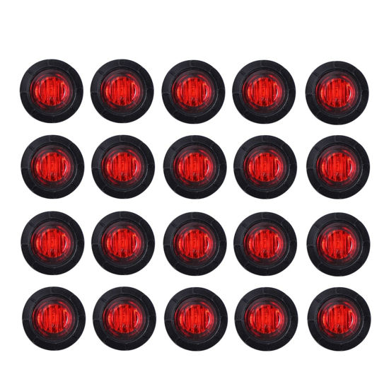 Picture of TMH (Pack of 20 3/4 Inch Mount RED LED Clearance Bullet Marker lights, Side LED marker lights for trailer Truck RV Car Bus Van