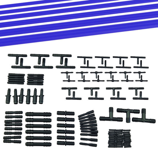 Picture of Ucreative 1/8" 5/32" 3/16" 1/4" 5/16" 3/8" High Performance Automotive Silicone Vacuum Tubing Hose line Kit 6PCS 5FT with 113PCS Nylon Connectors (Blue)
