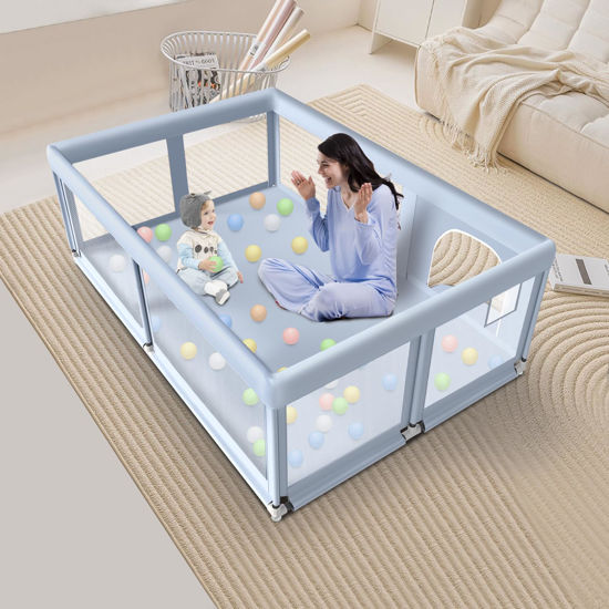 Picture of 65×50 Inches Baby Playpen, Playpen for Babies and Toddlers, Baby Play Yards Indoor & Outdoor, Sturdy Safety Baby Play Pen with Soft Breathable Mesh, Toddlers Activity Center with Anti-Slip Base