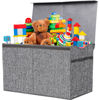 Picture of YOLOXO Toy Box Chest, Collapsible Sturdy Storage Bins with Lids, Extra Large Kids Toy Storage Organizer Boxes Bins Baskets for Kids, Boys, Girls, Nursery Room, Playroom, Closet (Linen Gray)