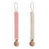 Picture of mushie Linen Baby Pacifier Clip Holder | Soft Fabric Strap, 2-Pack (Dusty Rose/Shifting Sand)
