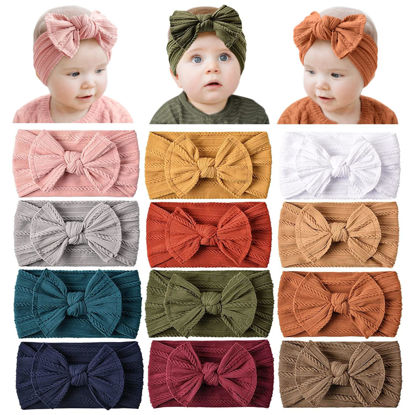 Picture of Prohouse 12 Pack Baby Nylon Headbands Hairbands Hair Bow Elastics Handmade Hair Accessories for Baby Girls Newborn Infant Toddlers Kids(Terracotta)