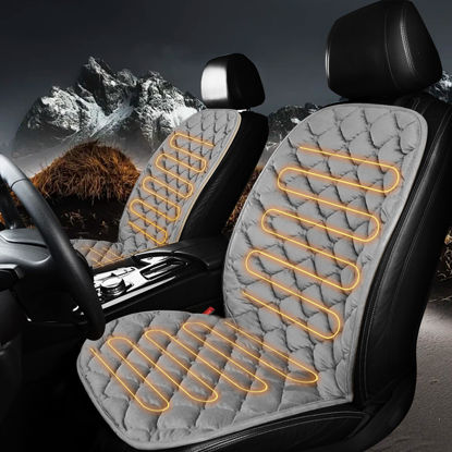 Picture of FIOQE Driver&Passenger Side Seat Cushion for Full Back and Seat Gray Comfortable Seat Cover with Full Back, Universal Seat Cushion for Seat in Winter